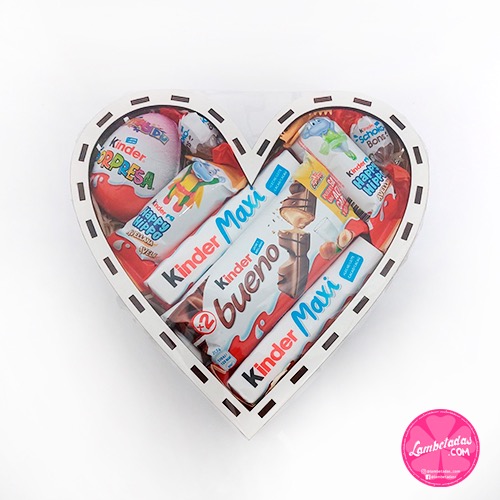 Regalo de San Valentín de corazón con productos Kínder